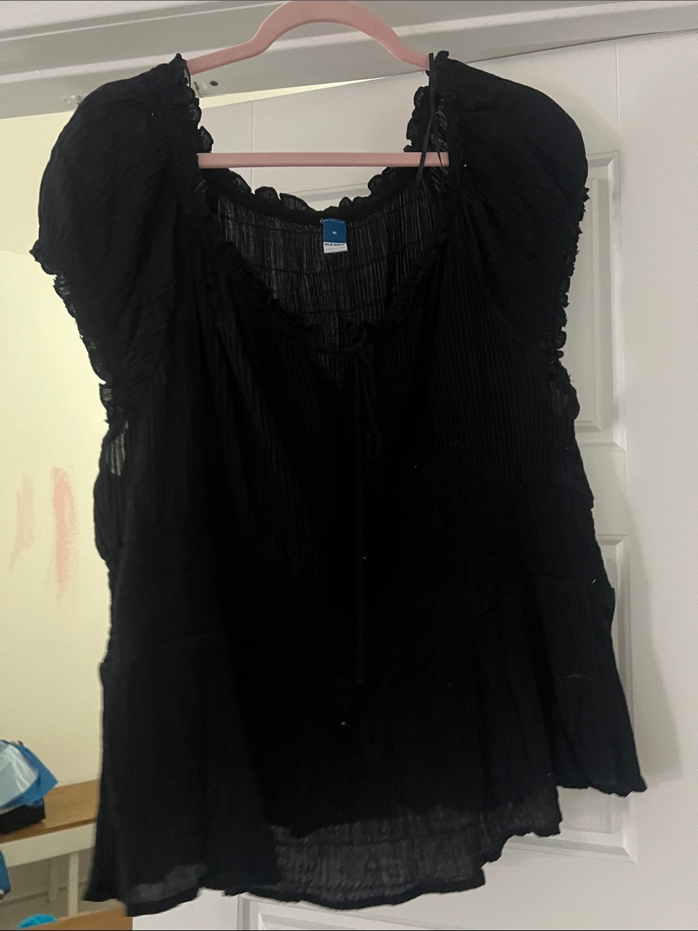 Old Navy Black Peasant-Style Blouse